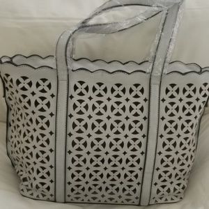 Womens Grey Leather Tote bag